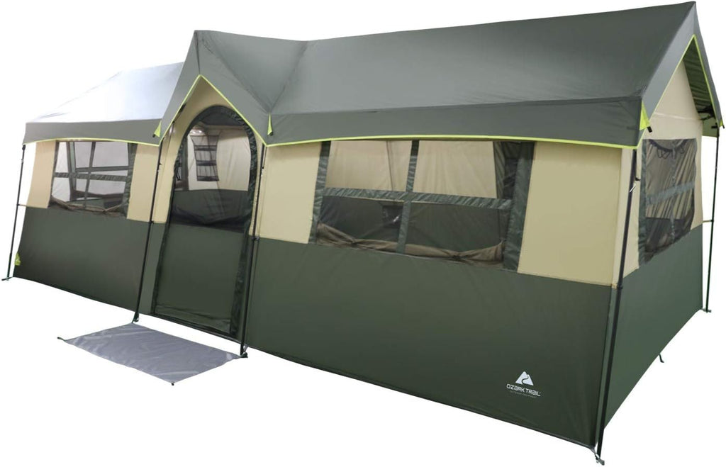 12 Person Cabin Tent with Closets and Room Dividers, Green E67126