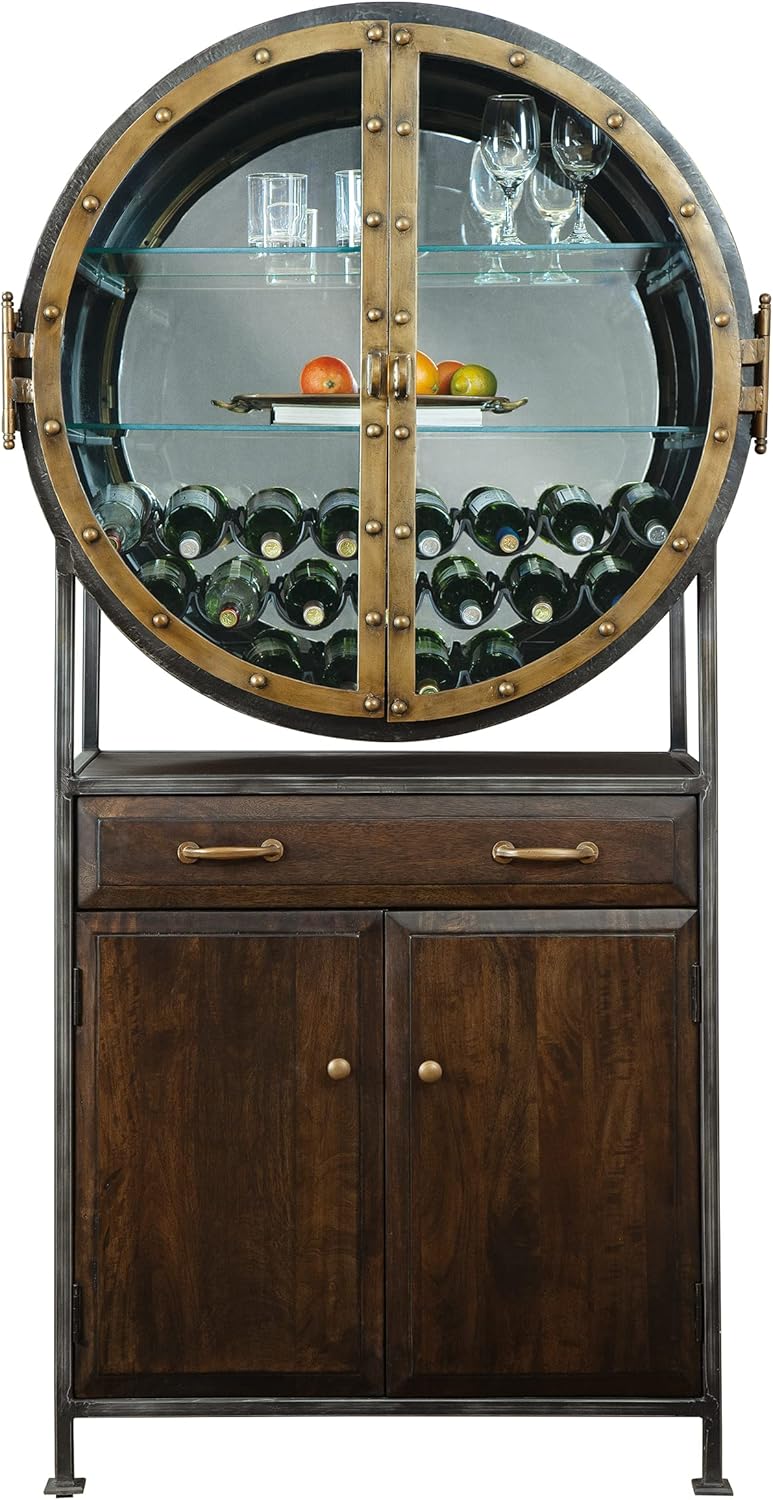 Distressed Hardwood Wine Bar Cabinet N48008