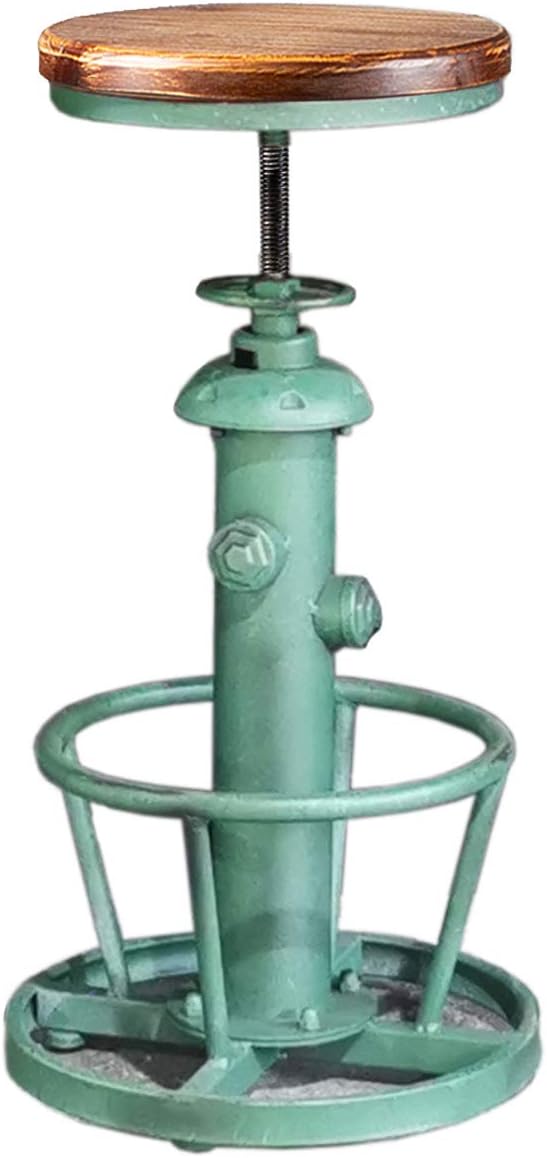 Antique Green Wooden Top Adjustable Height Bar Stool Z676148