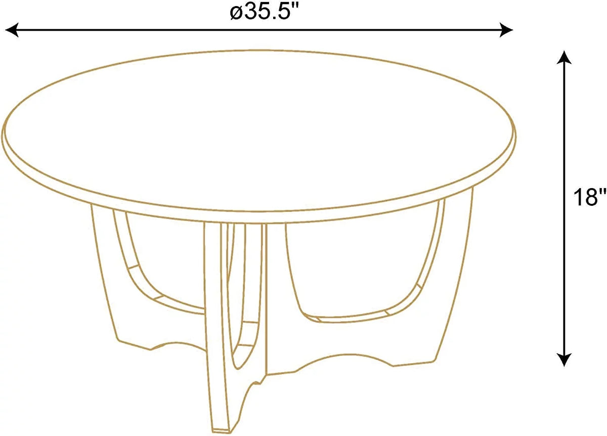 Wooden Round Coffee Table 35.5 x 18 Inches Gray Y6985