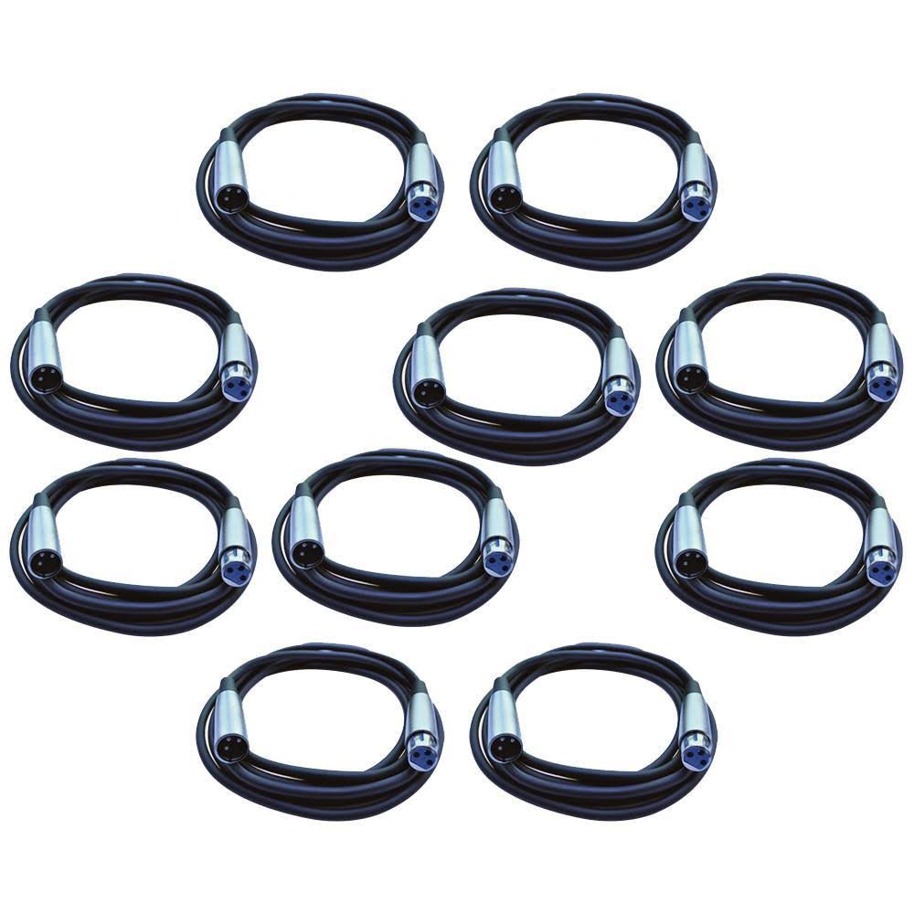 10 Pack 10 Foot DMX Cables XLR 3 Pin N114