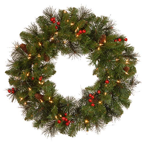 30 in Pre-Lit Artificial Christmas Wreath with 70 Clear Lights V27779