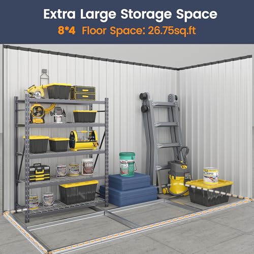 Gray White 6 x 6 FT Resin Outdoor Storage Shed with Floor D43862