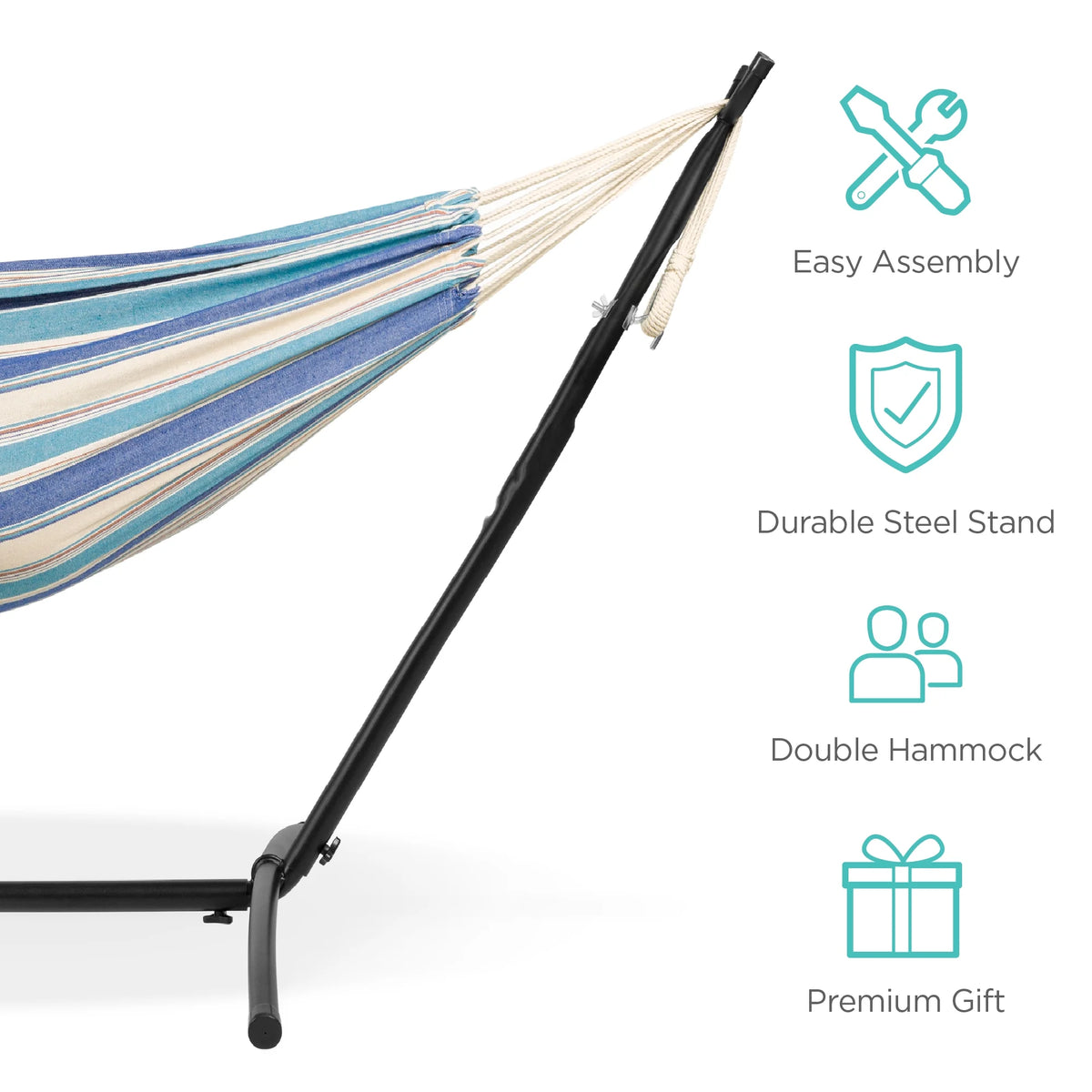 Ocean Cotton Double Hammock with Stand and Carrying Bag N17318