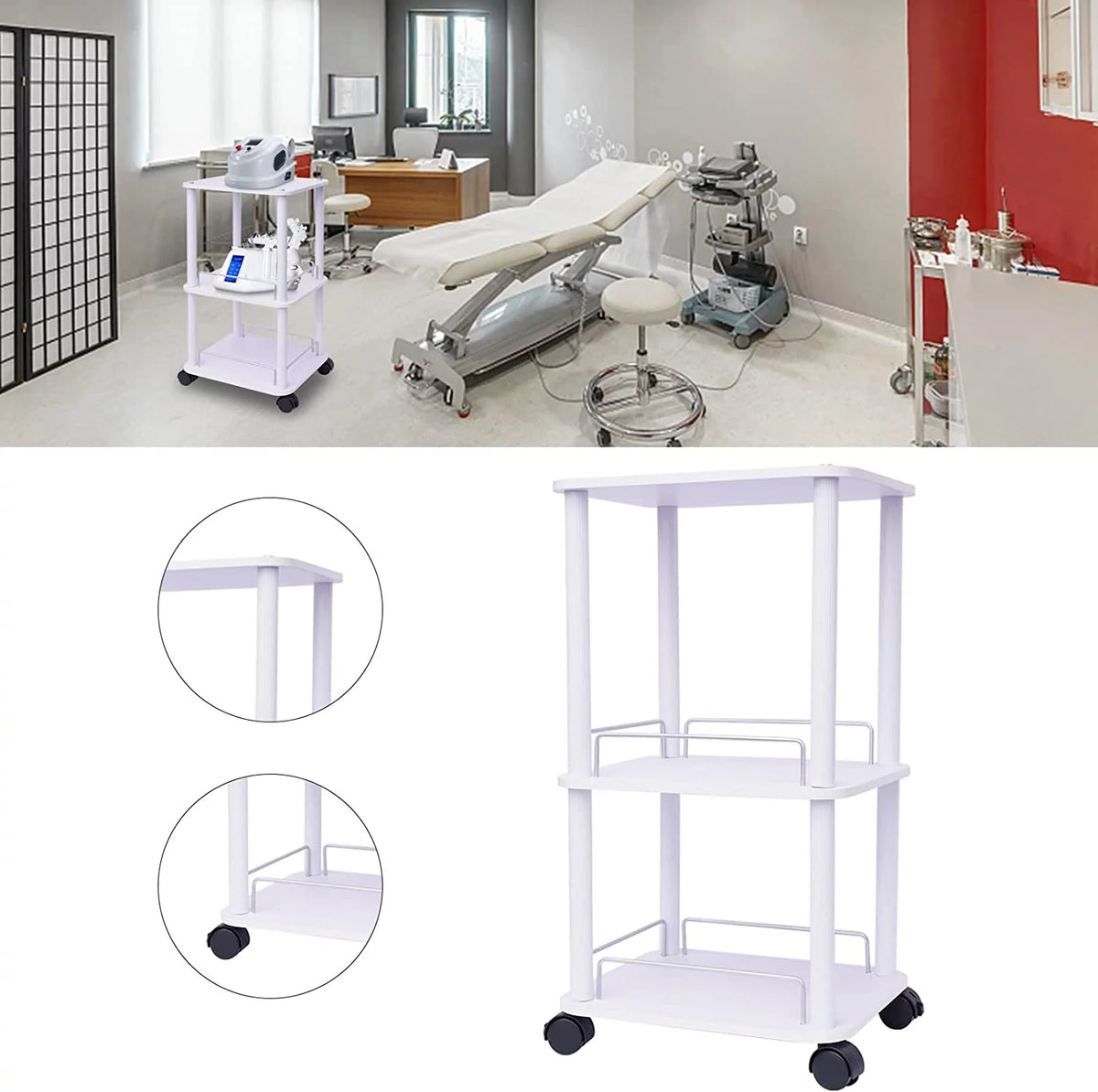 3-Tier Rolling Salon Trolley Cart U10322