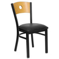 Metal and Natural Wood Chair with Black Vinyl Seat O92084