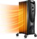 Oil Filled Radiator Heater Portable Electric Heater with 3 Heat Settings Black Q840