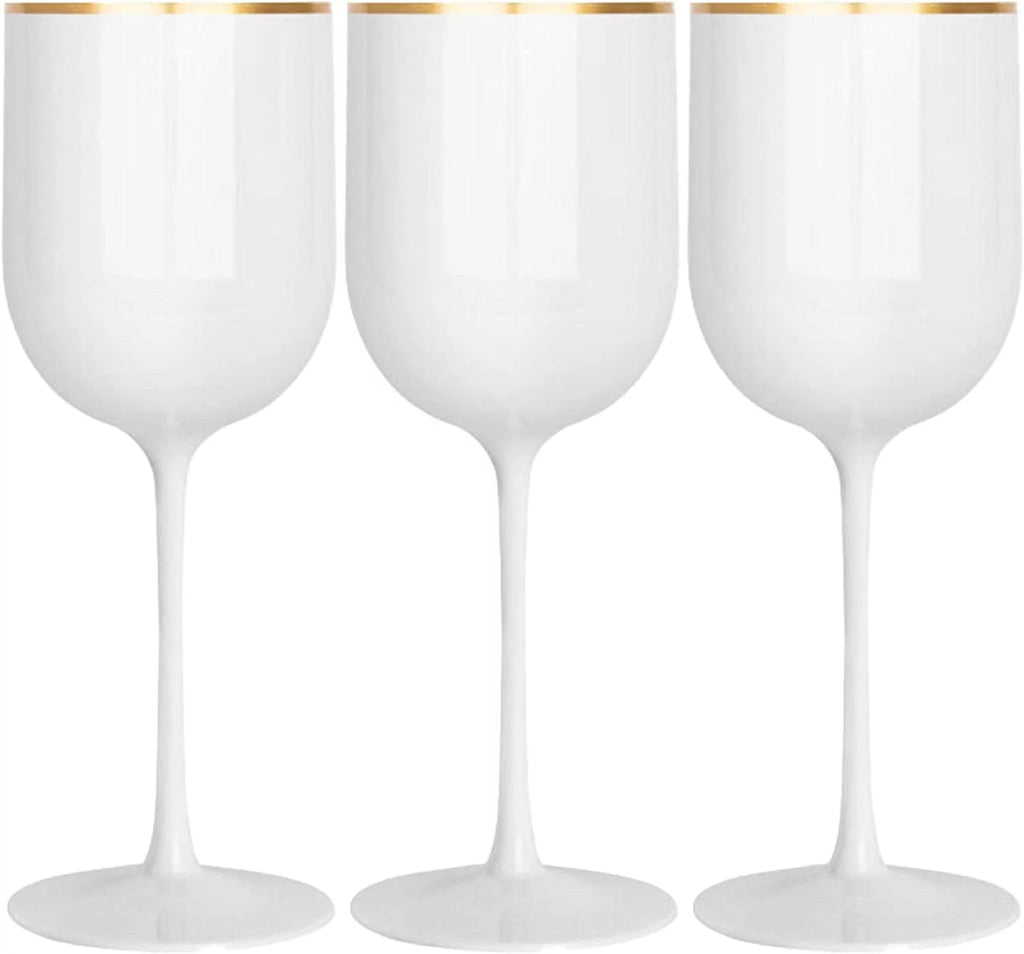 30 Pack 12 oz White Wine Glasses with Gold Rim N8077
