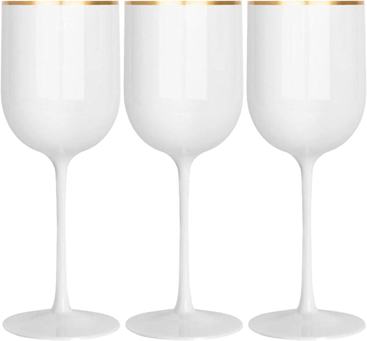 30 Pack 12 oz White Wine Glasses with Gold Rim N8077