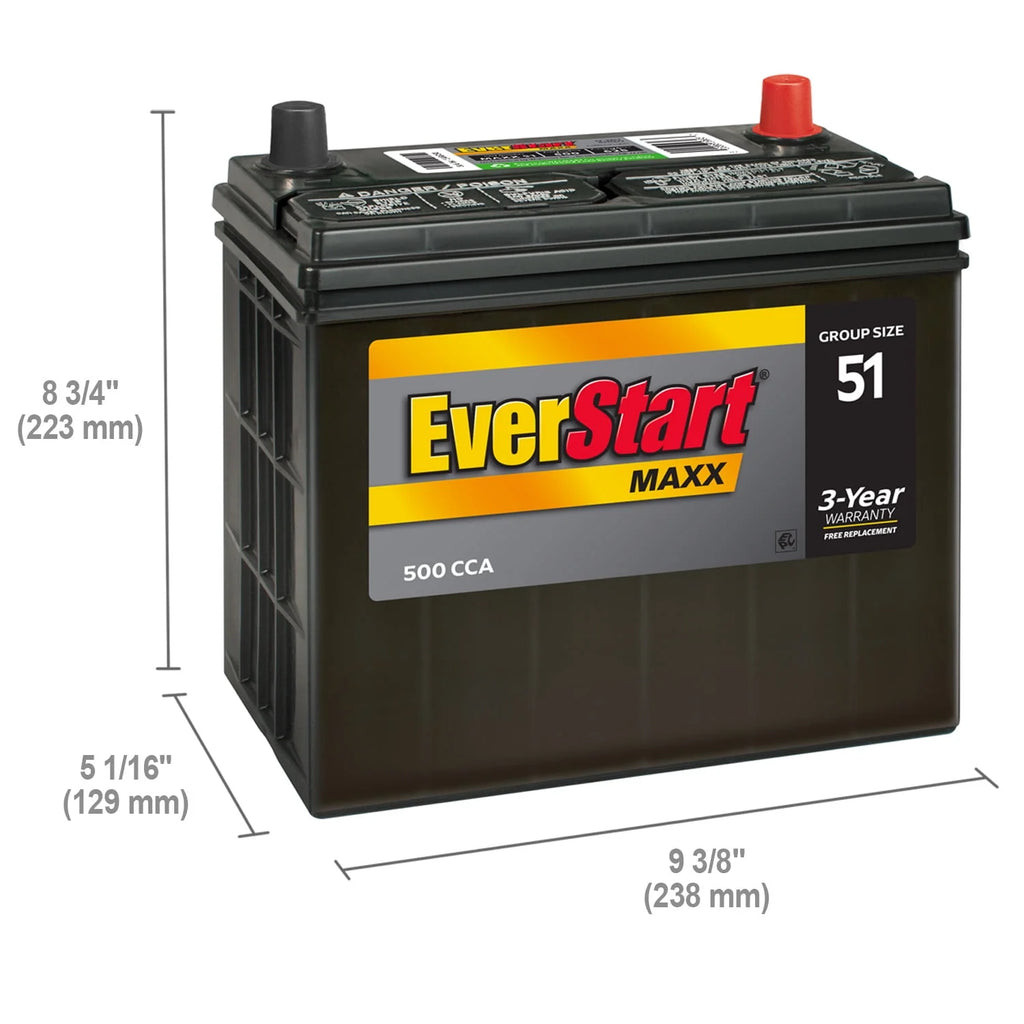 Lead Acid Automotive Battery Group Size 51 12 Volt 500 CCA X426302
