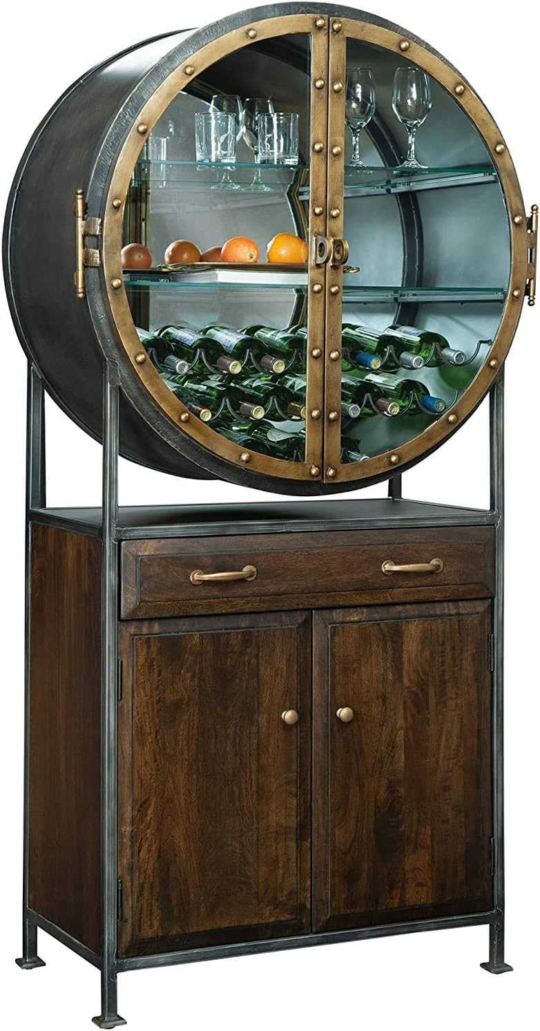 Distressed Hardwood Wine Bar Cabinet N48008