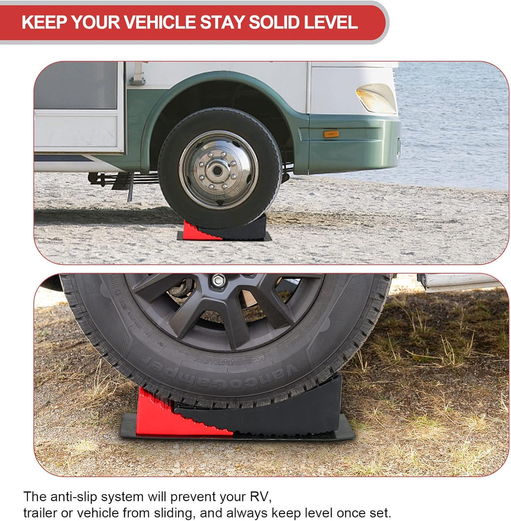 Camper Levelers 2 Pack Anti-Slip Leveling System Support Two Axles Up to 35,000lbs I73655