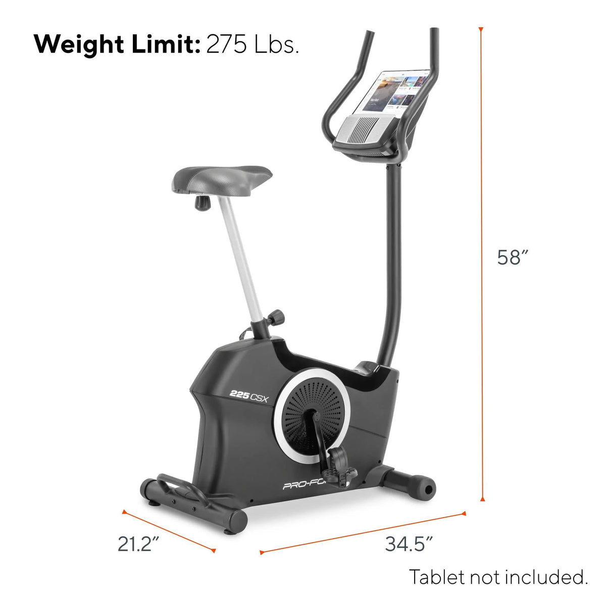 Recumbent Exercise Bike with Display and Tablet Holder S46193