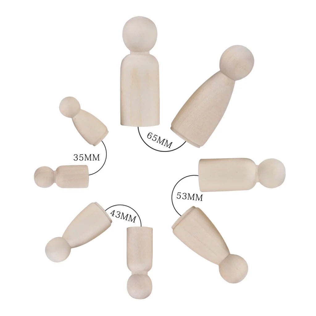 24Pcs Unpainted Wooden Peg Dolls N94264