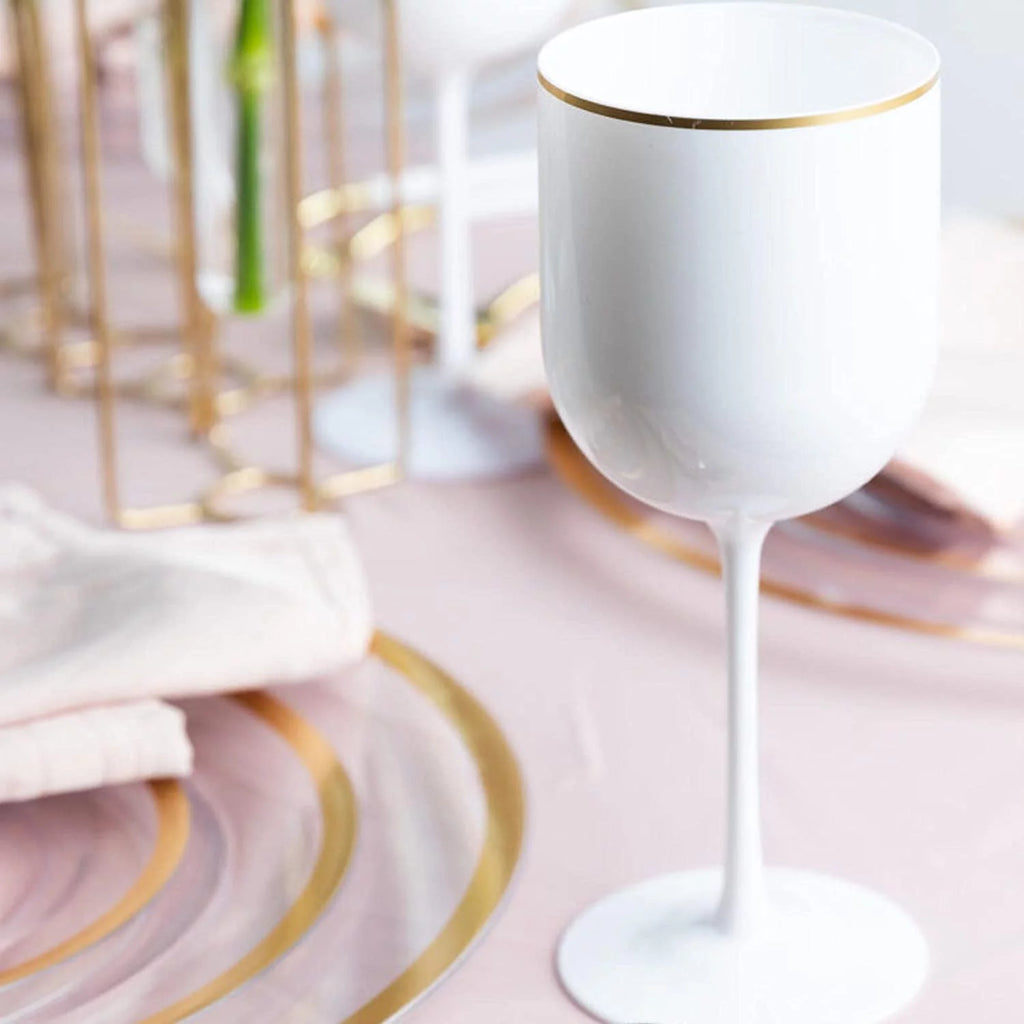 30 Pack 12 oz White Wine Glasses with Gold Rim N8077