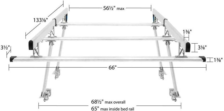 Aluminum Universal Over-Cab Truck Rack, 800-lb Capacity D2243