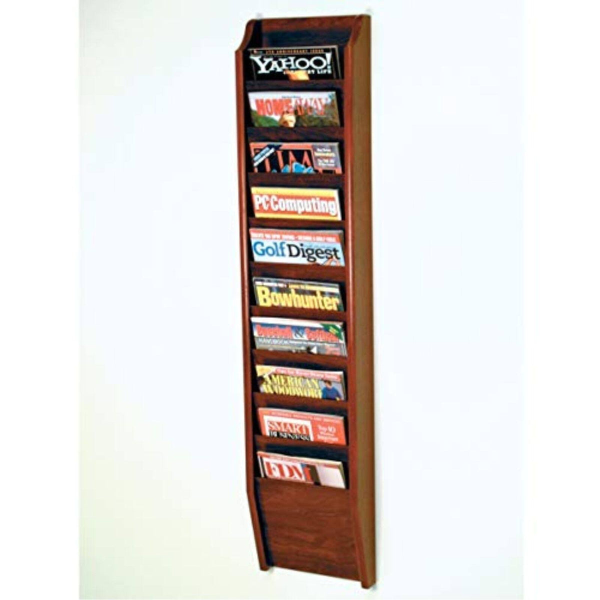10 Pocket Wooden Magazine Rack Y252606