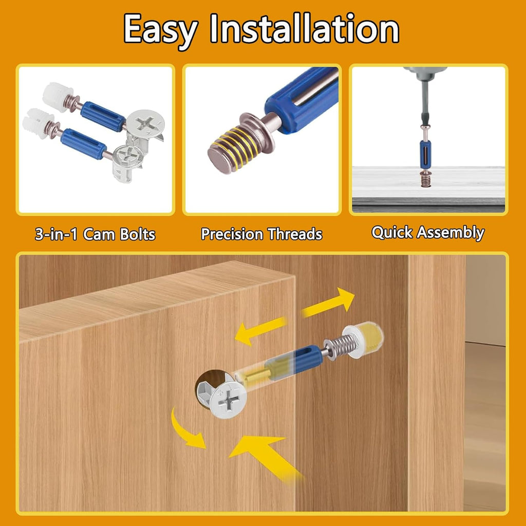 120Pcs 3 in 1 Cam Lock Fasteners A218