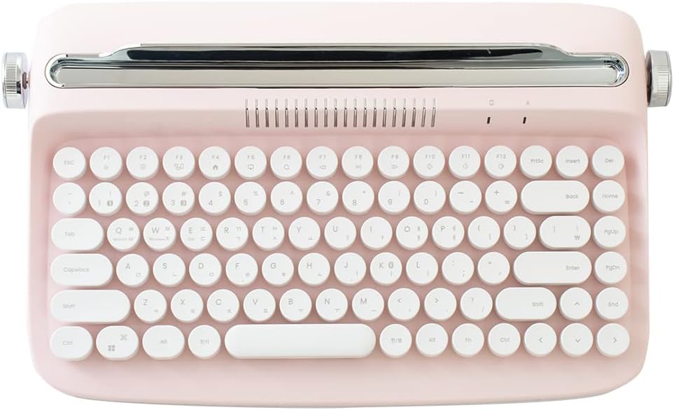 Baby Pink Wireless Bluetooth Typewriter Keyboard Pack of 2 J108