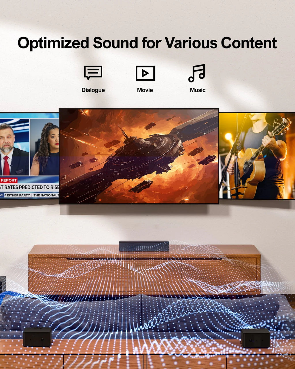 5.1 Surround Sound Bar with Wireless Subwoofer and Rear Speakers S42063