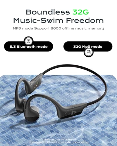 Open Ear Sport Headphones, Wireless Bone Conduction Earphones, Built-in 32GB MP3,with Mic, IP68, Sweat & Water Resistant, Up to 8 Hours Battery, Bluetooth 5.3, for Running, Workouts, Swimming U332721