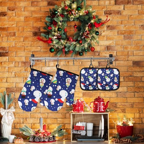 4PCS Christmas Oven Mitts and Potholders Set N197