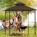 Brown 8'x 5' Outdoor BBQ Gazebo Canopy with LED Light L579137