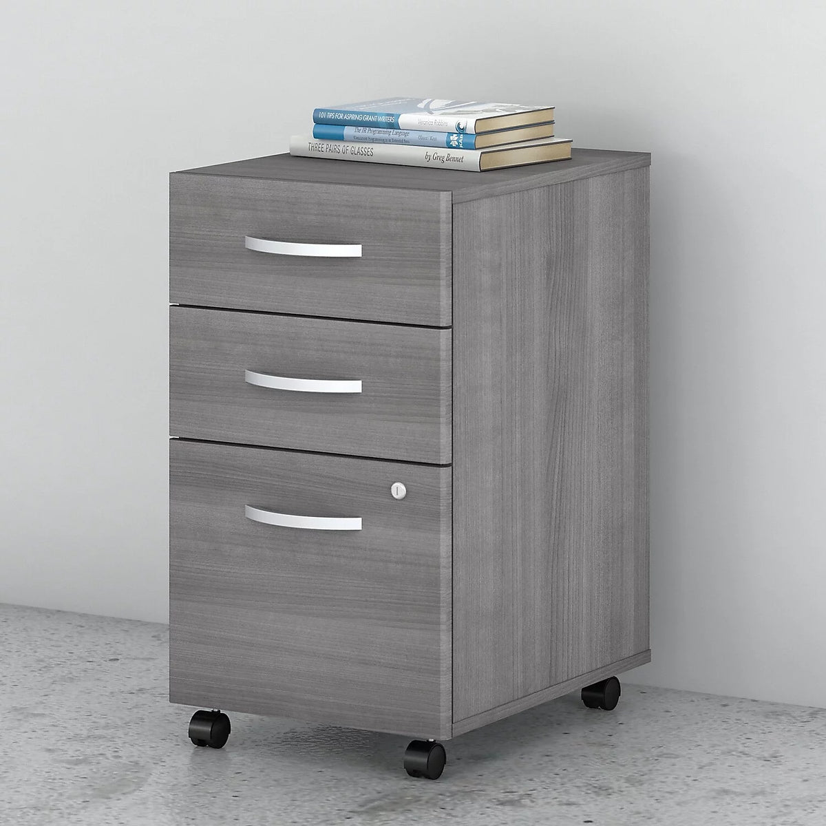 3 Drawer Mobile File Cabinet in Platinum Gray L207