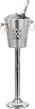 Hammered Brushed Nickel Plated Wine & Ice Bucket with Steel Stand E327599