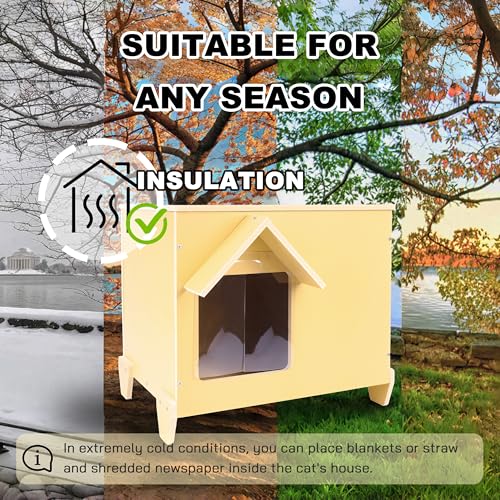 Outdoor Cat Houses Wooden Stray Cat Shelter with Escape Door X447581