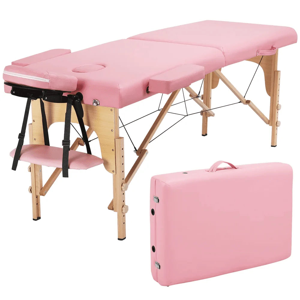 Pink Portable Massage Table 84 Inches 2 Fold Adjustable P695279