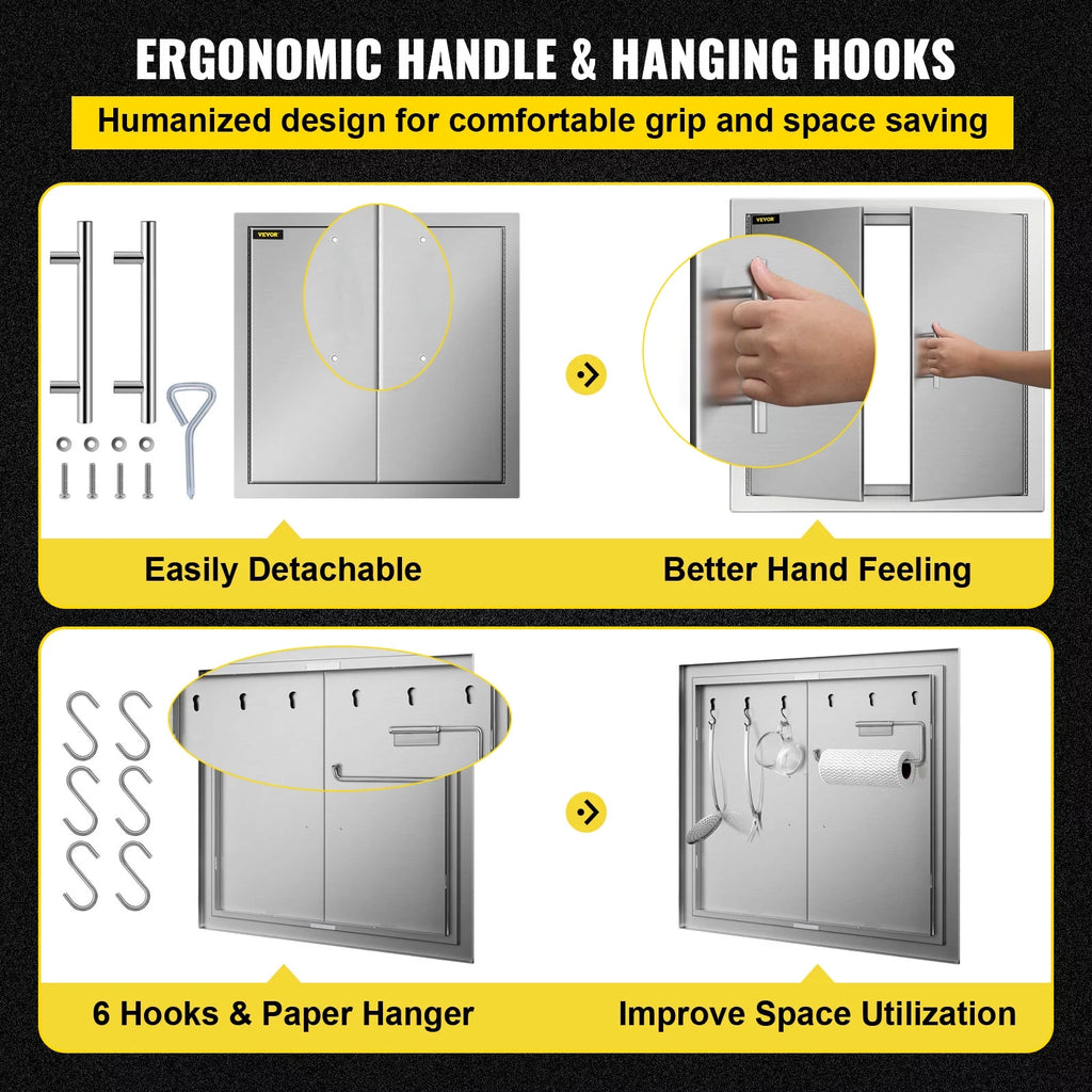 31 inch Stainless Steel BBQ Access Double Door with Paper Towel Holder F238