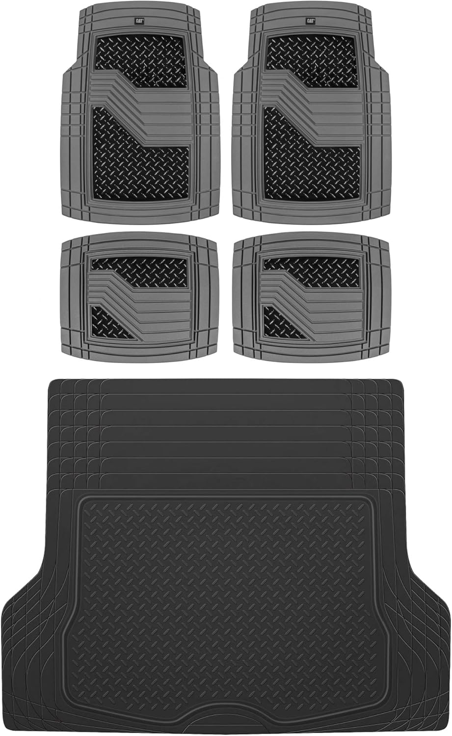 2-Piece Heavy Duty Rubber Car Floor Mats with Trunk Cargo Mat A598