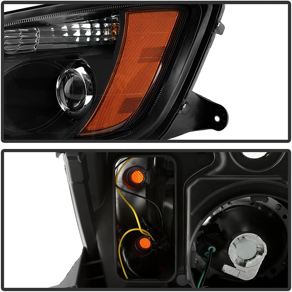Black Housing Projector Headlight Headlamps Pair Set B7095