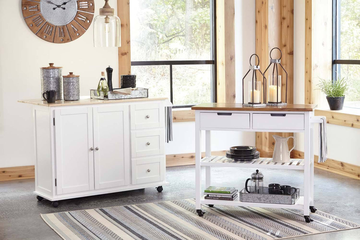 White/Light Brown Kitchen Cart B593