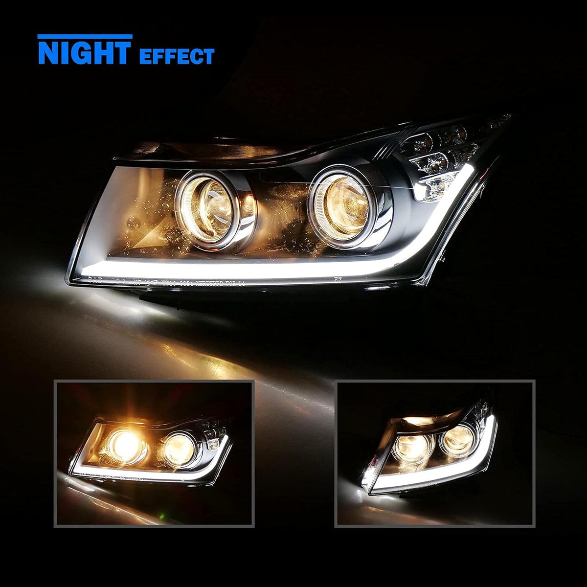 Headlight Assembly with LED Daytime Running Lights Projector for 2011-2015 Chevy Cruze X28110