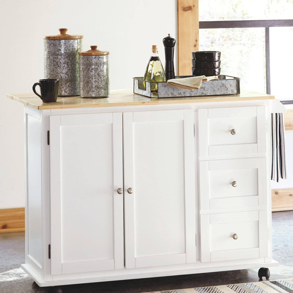 White/Light Brown Kitchen Cart B593