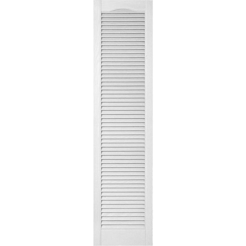 Vinyl Cathedral Top Open Louver Shutters Bright White M12149