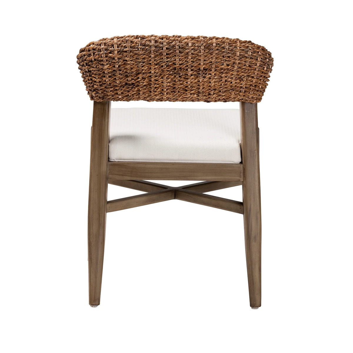 Walnut Brown Mahogany Wood and Rattan Dining Chair E55720