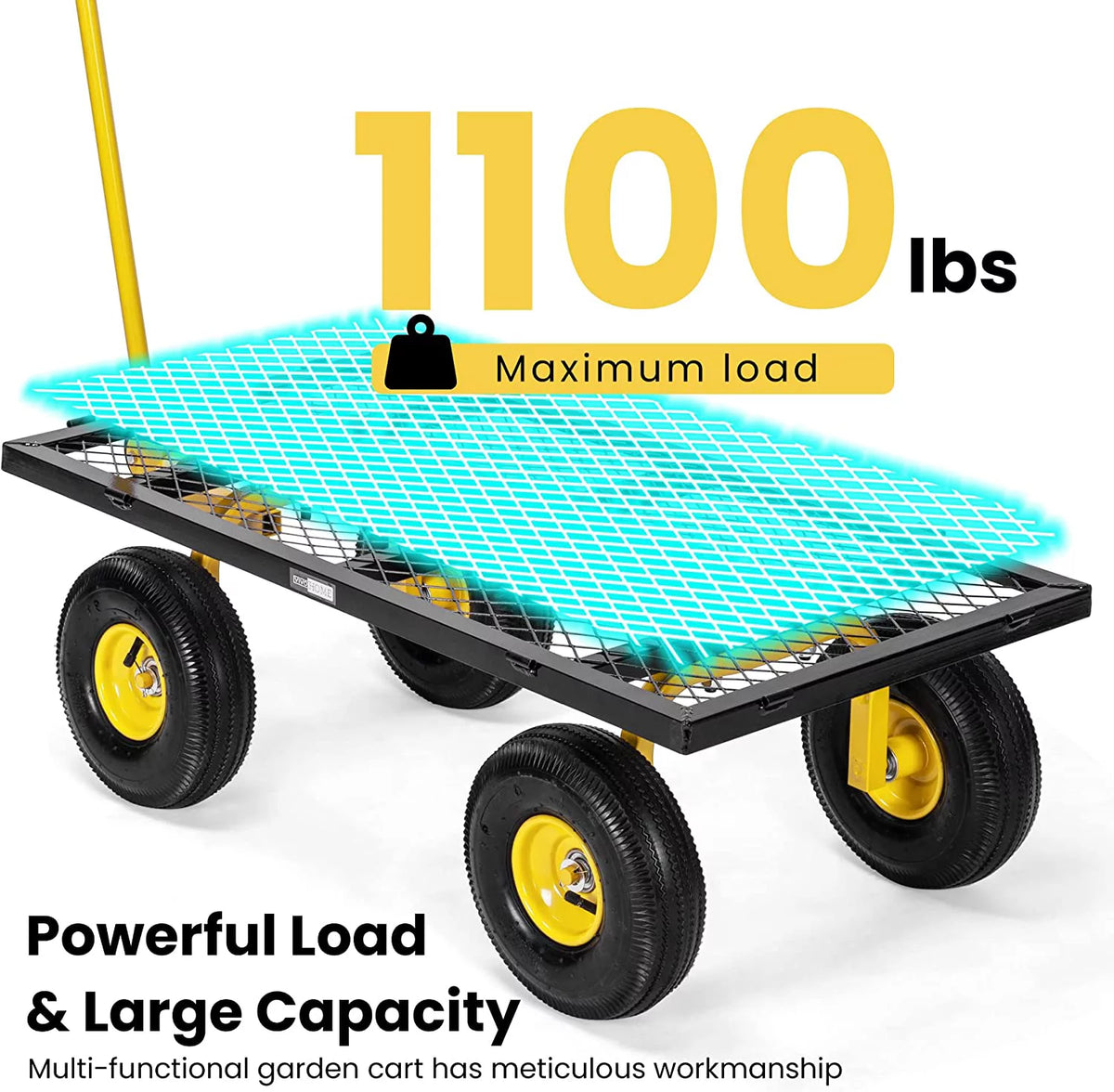 Mesh Steel Garden Cart with Removable Sides, 880 lbs Capacity U198