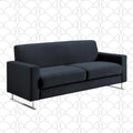 Blue Velvet Sofa with Chrome Sleigh Legs R63689