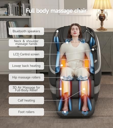Black Full Body Massage Chair with Dual Core S-Track, Zero Gravity Recliner K91467