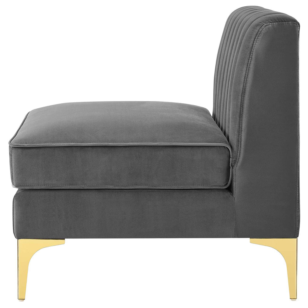 Gray Channel Tufted Performance Velvet Armless Chair R2491