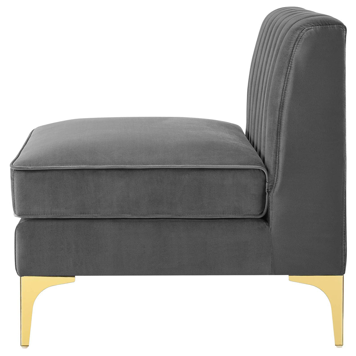 Gray Channel Tufted Performance Velvet Armless Chair R2491