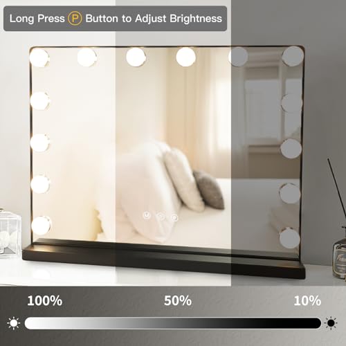 Black 20In Lighted Vanity Mirror with USB Outlet S1952