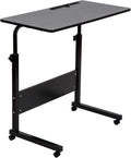 Adjustable Portable Tray Table with Wheels, Red Walnut G8327