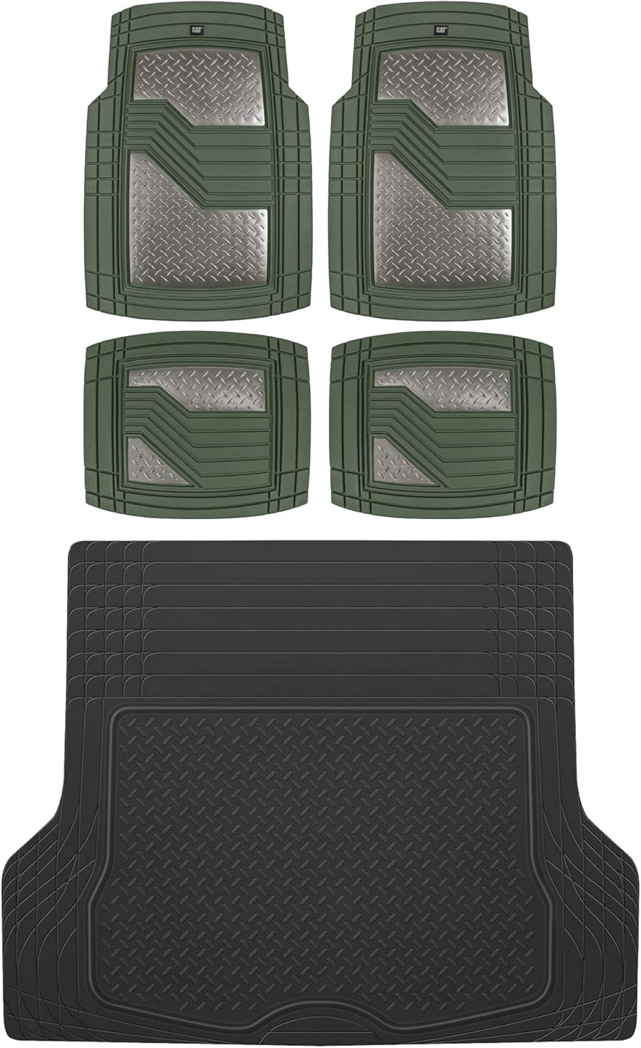 2-Piece Heavy Duty Rubber Car Floor Mats with Trunk Cargo Mat A598