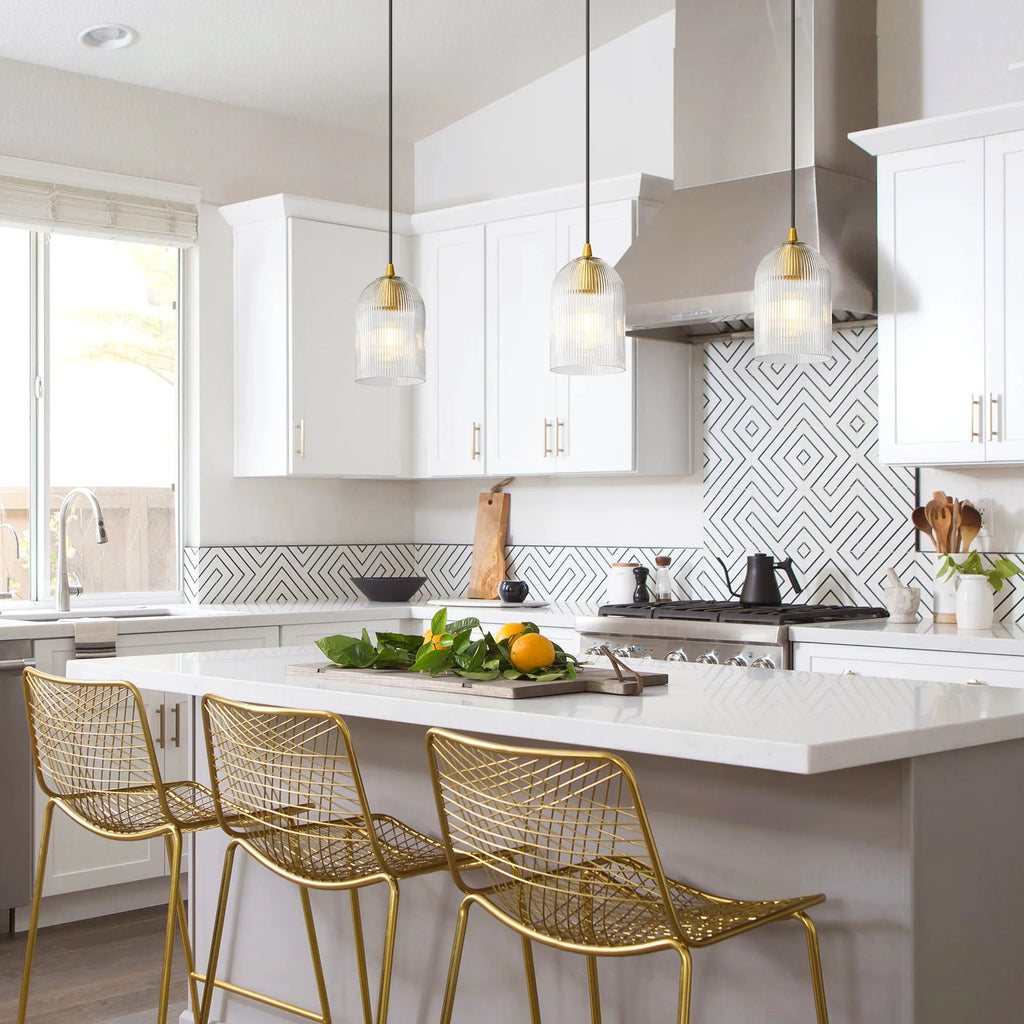 1-Light Dimmable Clear Glass Modern Shaded Pendant N424076