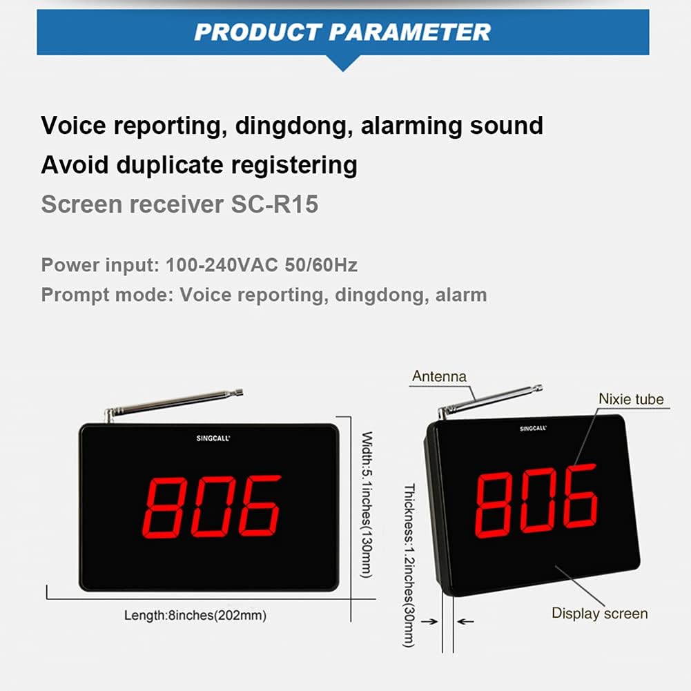 Wireless Calling System with 1 Display 10 Bells K6879