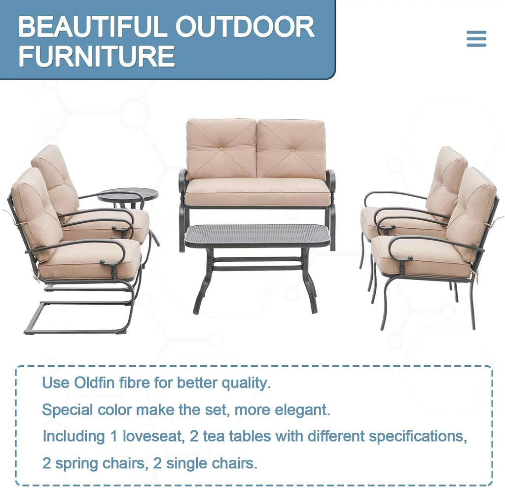 7-Piece Brown Metal Patio Conversation Set R562532